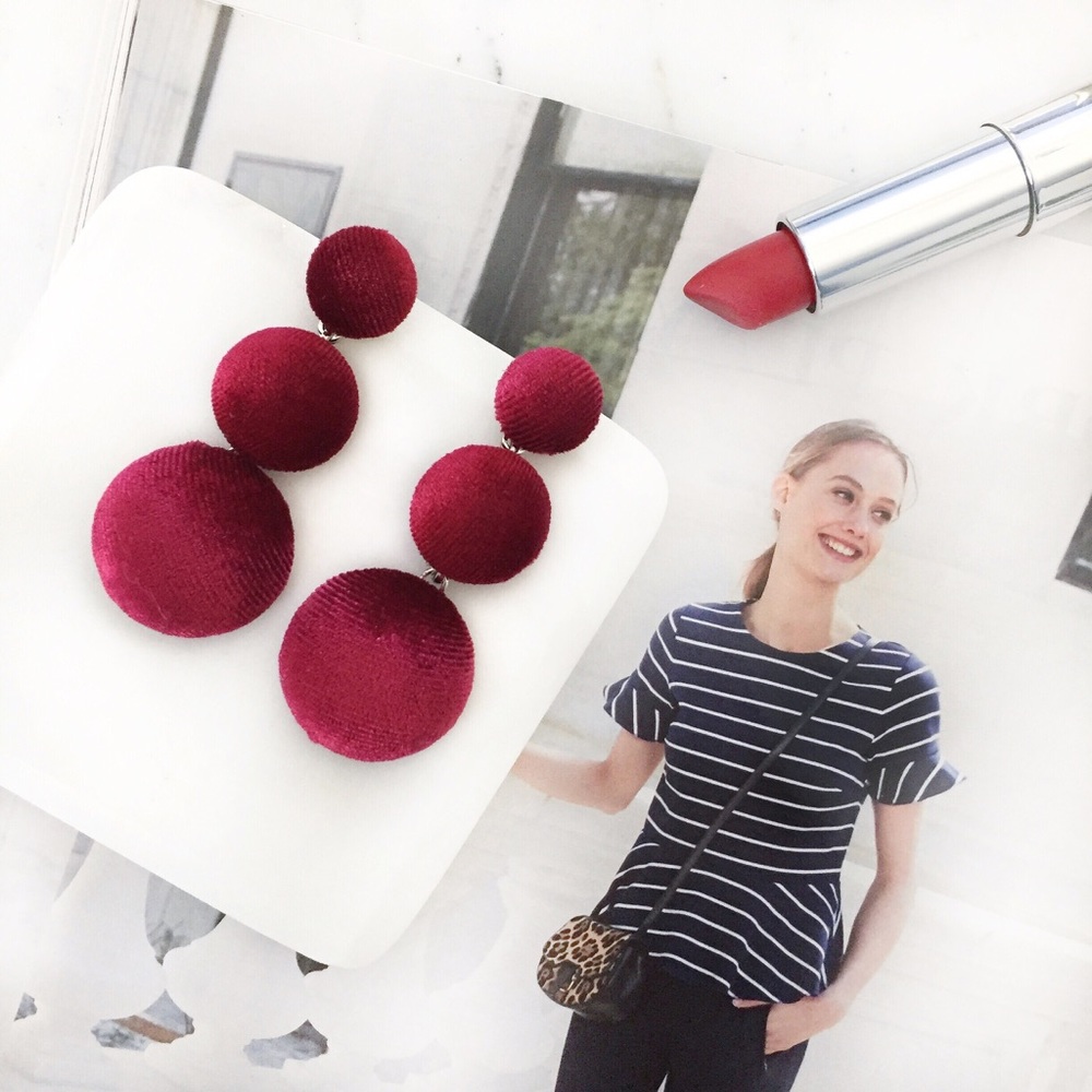 "Lizzie" Earrings || Cranberry Red Velvet Bon Bon